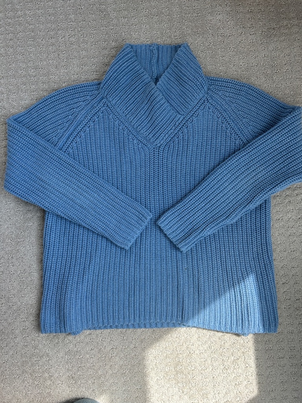 J. McLaughlin Light Blue Ribbed Cowlneck Sweater